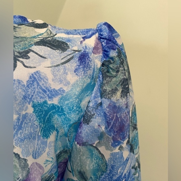 St. Michael 80s Vintage Watercolour Belted Shirt Dress, 3/4 Sleeves, size 12 - Picture 5 of 16